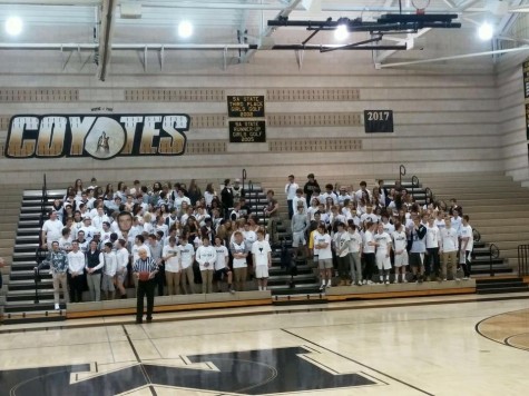 Monarch's student section cheers on Monarch boy's basketball game on Friday night. The boy's team beat Poudre 82-34 bringing their season record to 11-2.