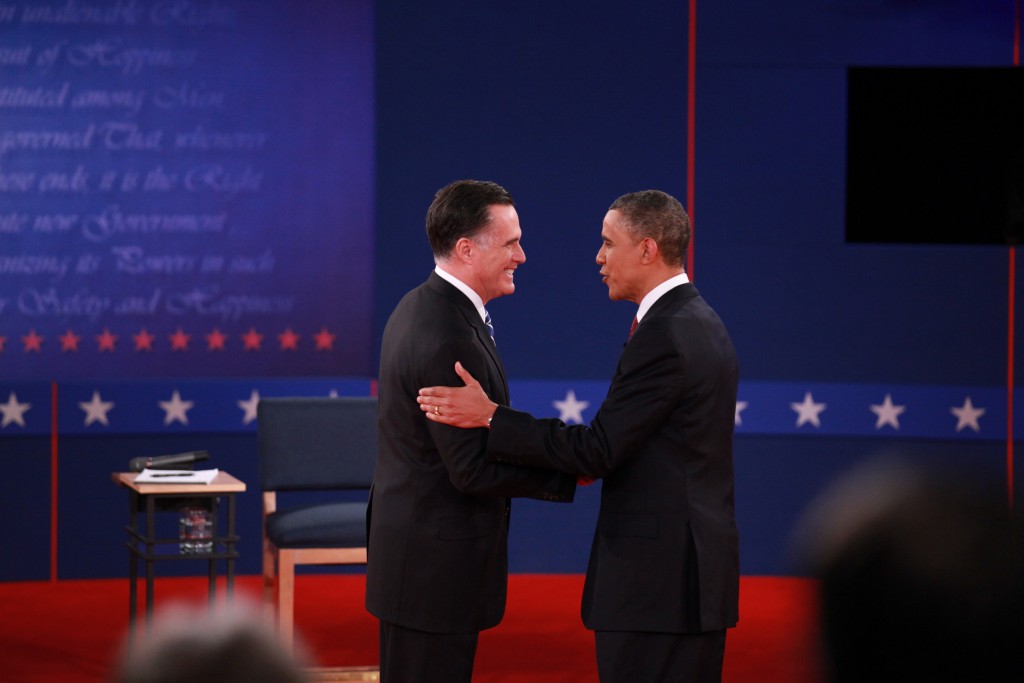 President+Barack+Obama%2C+right%2C+and+Republican+presidential+nominee+Mitt+Romney+shake+hands+at+the+start+of+their+second+presidential+debate+on+October+16th.+The+candidates+meet+for+a+third+and+final+debate+on+Monday%2C+October+22nd+at+7+pm+MST+at+Lynn+University+in+Boca+Raton%2C+Florida