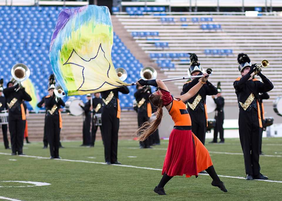 Monarch marching band performing at the 4A state championships this past weekend