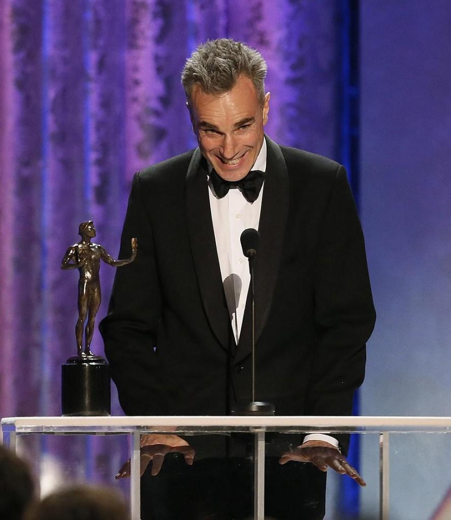 Daniel Day Lewis and the cast of Argo on stage at the 19th annual Screen Actors Guild Awards at Shrine Auditorium in Los Angeles, California, Sunday, January 27, 2013. 