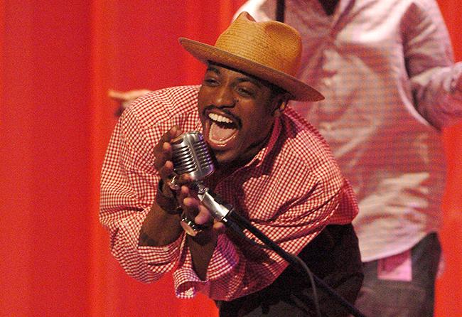 Andre 3000 performs during rehearsal for the 2004 BET Awards at the Kodak Theatre in Los Angeles, California, on Monday, June 28, 2004.