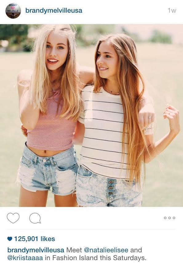 Screenshot of Brandy models on Instagram.