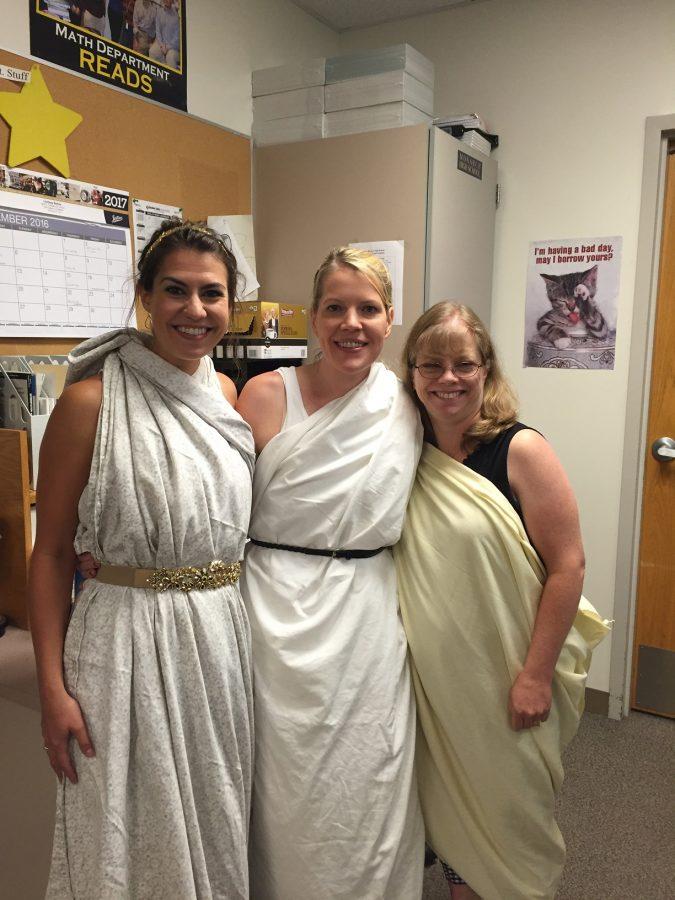 Members of the math department showed off their spirit on Toga Tuesday