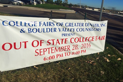 The word has been out! This sign announcing the out of state college fair has been in front of the school for a few weeks.