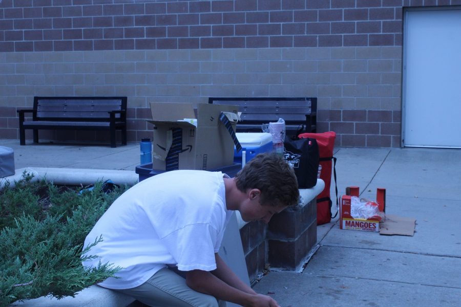 Grill Club Secretary, Greg Hibl, sits with his head low after discovering the Grill club had been suspended. The senior was planning to grill for the lunch period. 