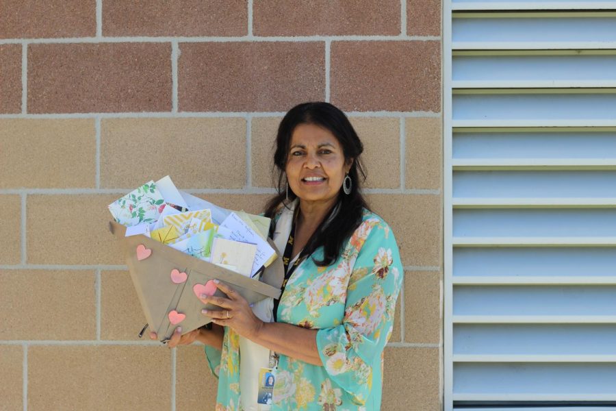 Rupali Hofmann shows an envelope of letters she received from her students. The envelope is shaped like a heart and is filled with endless supportive and grateful letters. “I receive more from kids than they do from me” Hofmann said