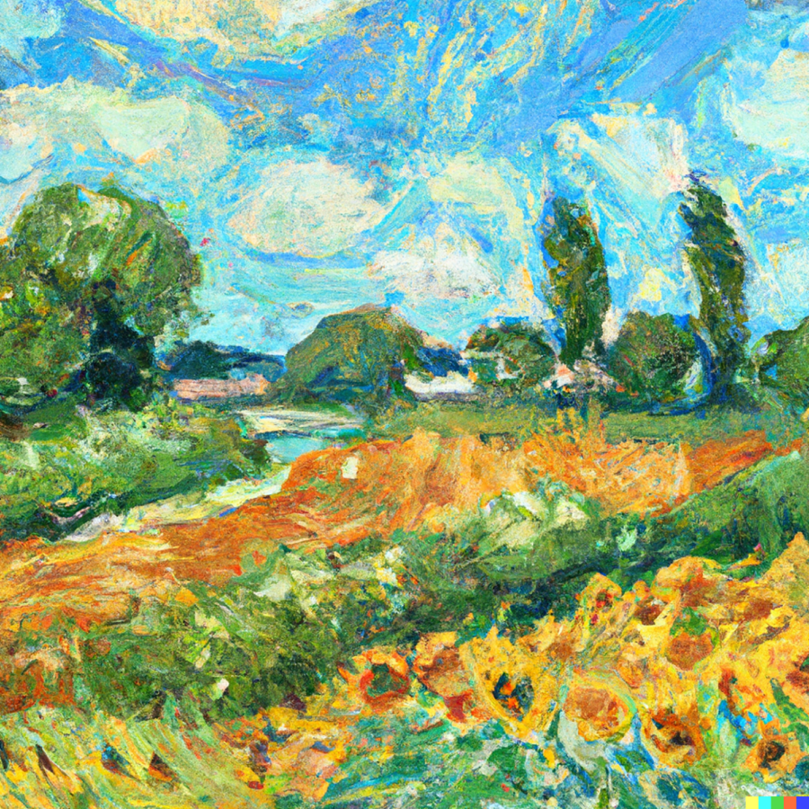 AI generated beautiful landscape Van Gogh painting