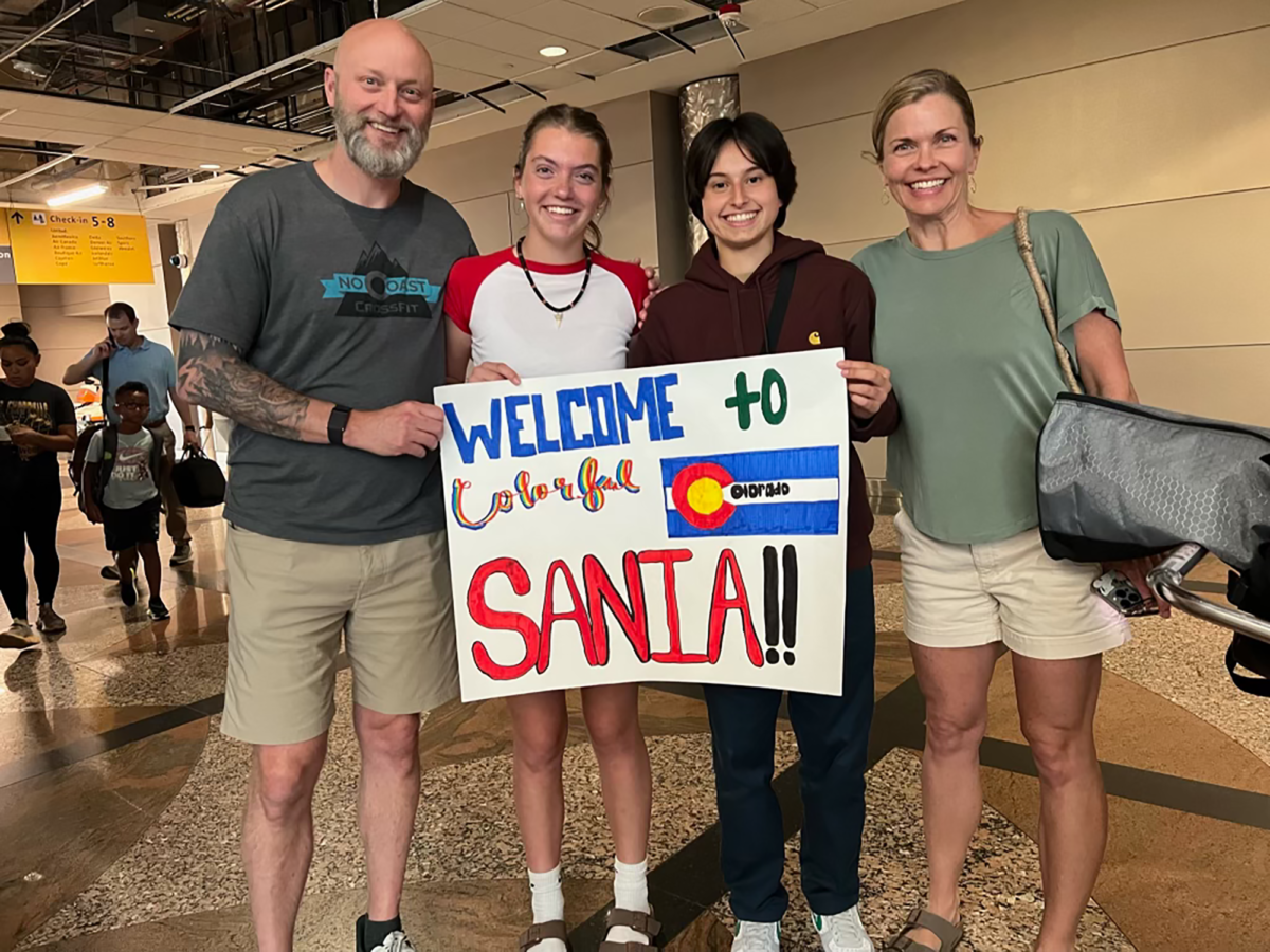 Sania Gandbhir is greeted by her host family as she arrives at Denver International Airport. She drove from Basel, Switzerland to Zürich to catch an 11-hour direct flight into Denver.