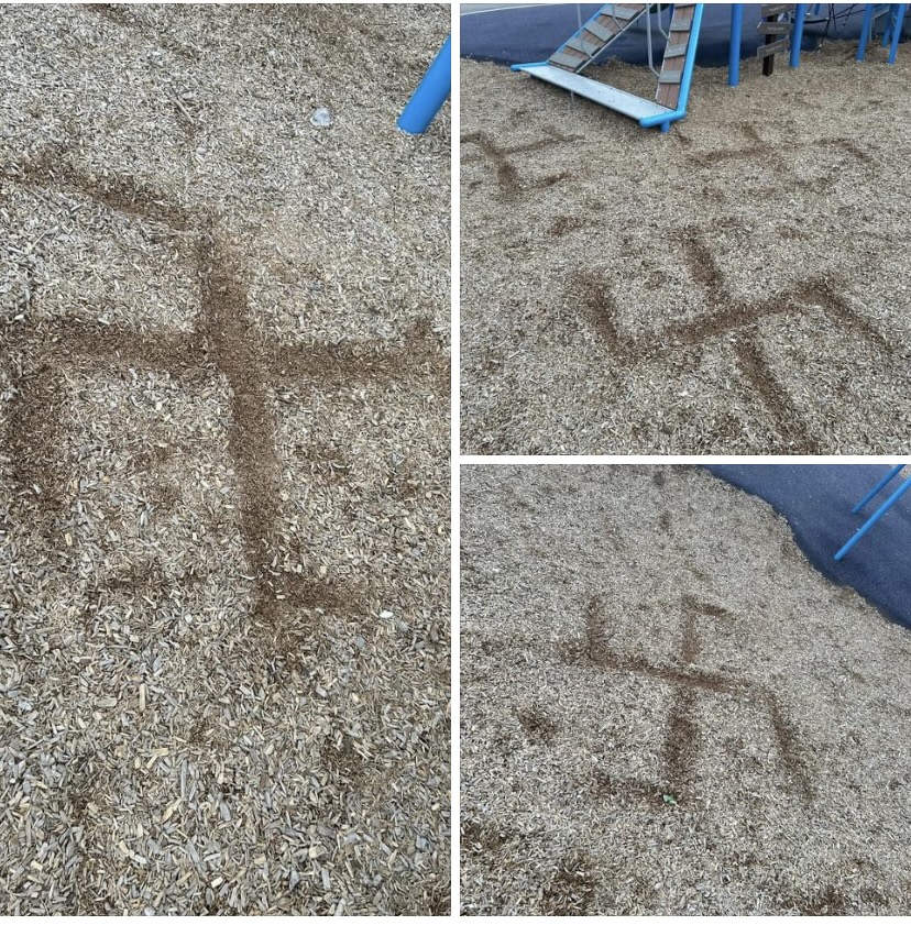 Swastikas were drawn into the woodchips of the playground at Lafayette Elementary School on April 1 by several students, according to Boulder Valley School District officials.
