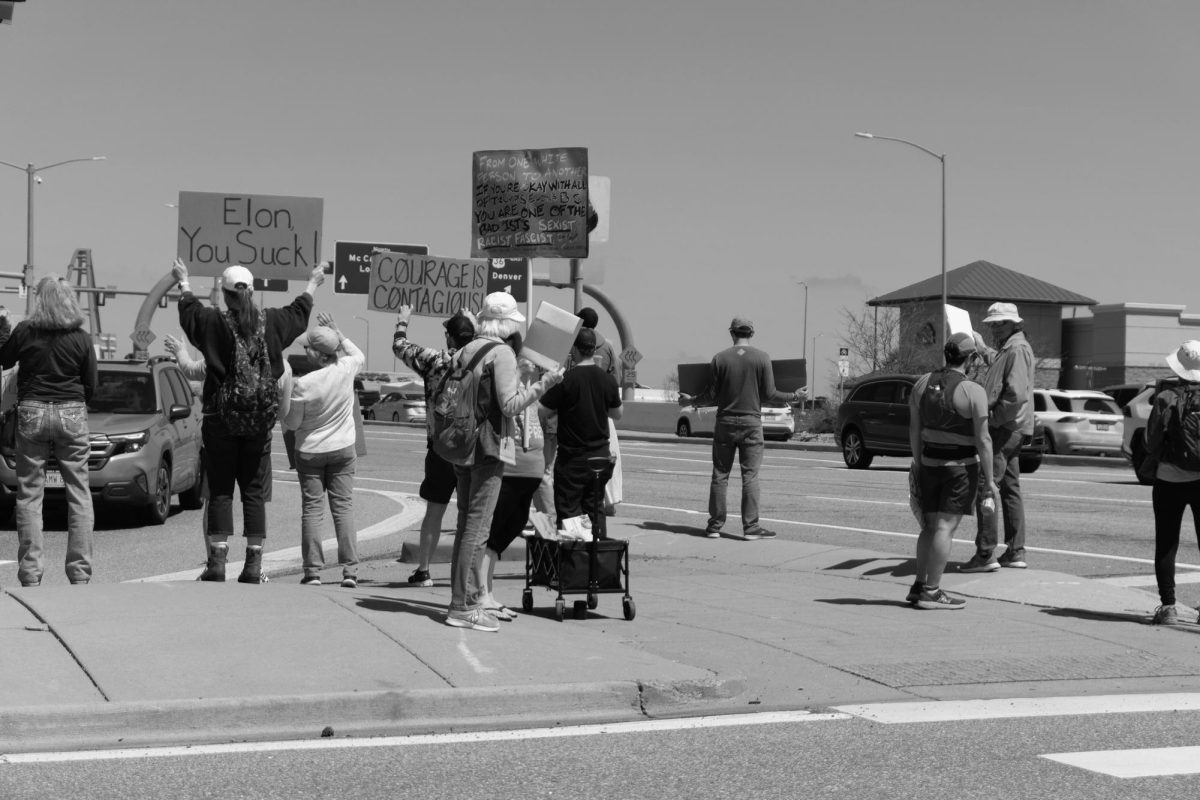 Tesla protesters on McCaslin Blvd. and Marshall Rd. show their discomfort with the Federal Government on April 26.